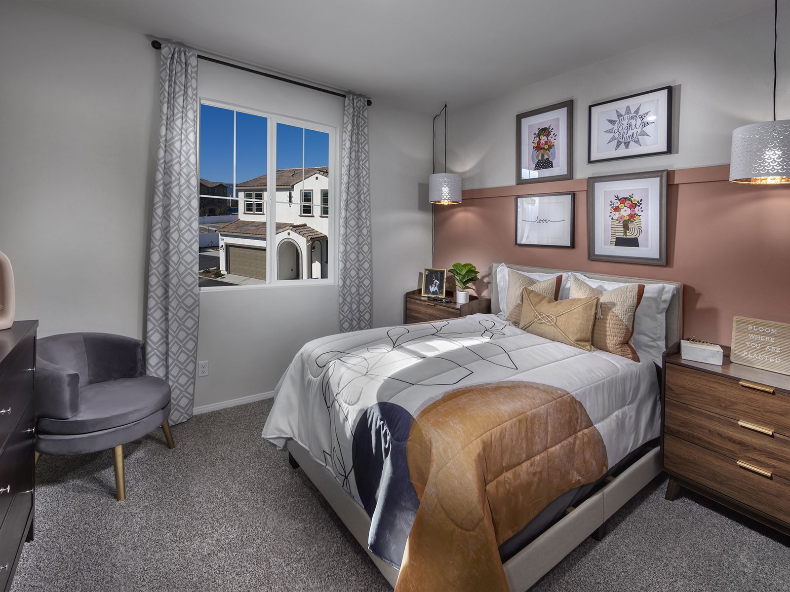 Residence 3 secondary bedroom modeled at a nearby Meritage community.