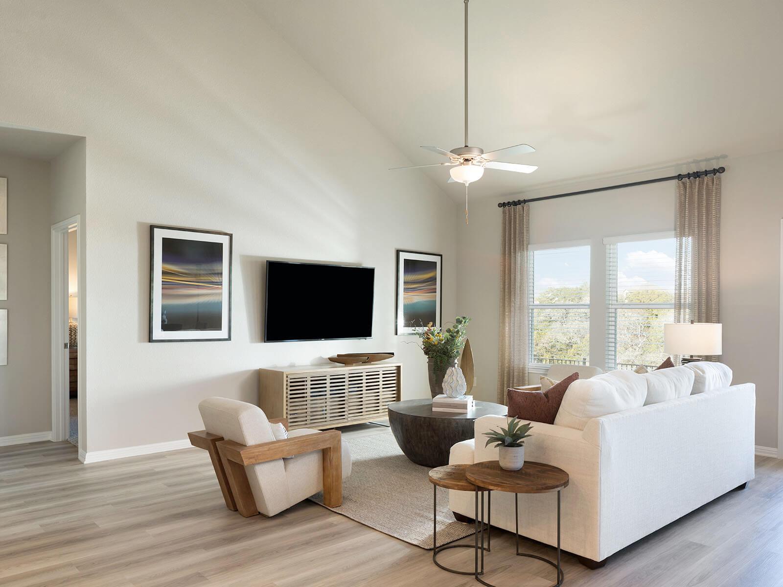 Relax in the spacious family room.