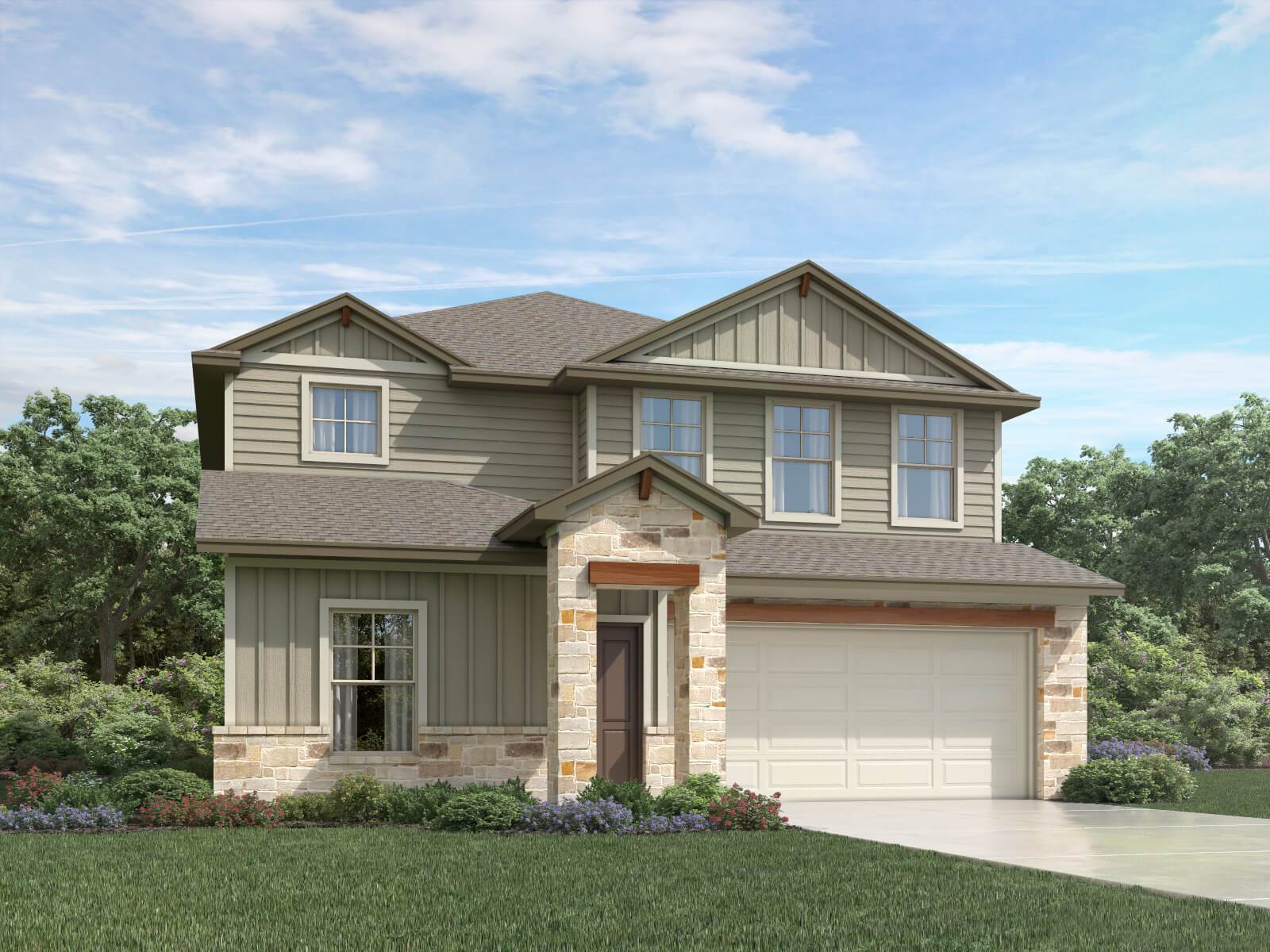 The Reynolds (890) Floorplan N Elevation Rendering