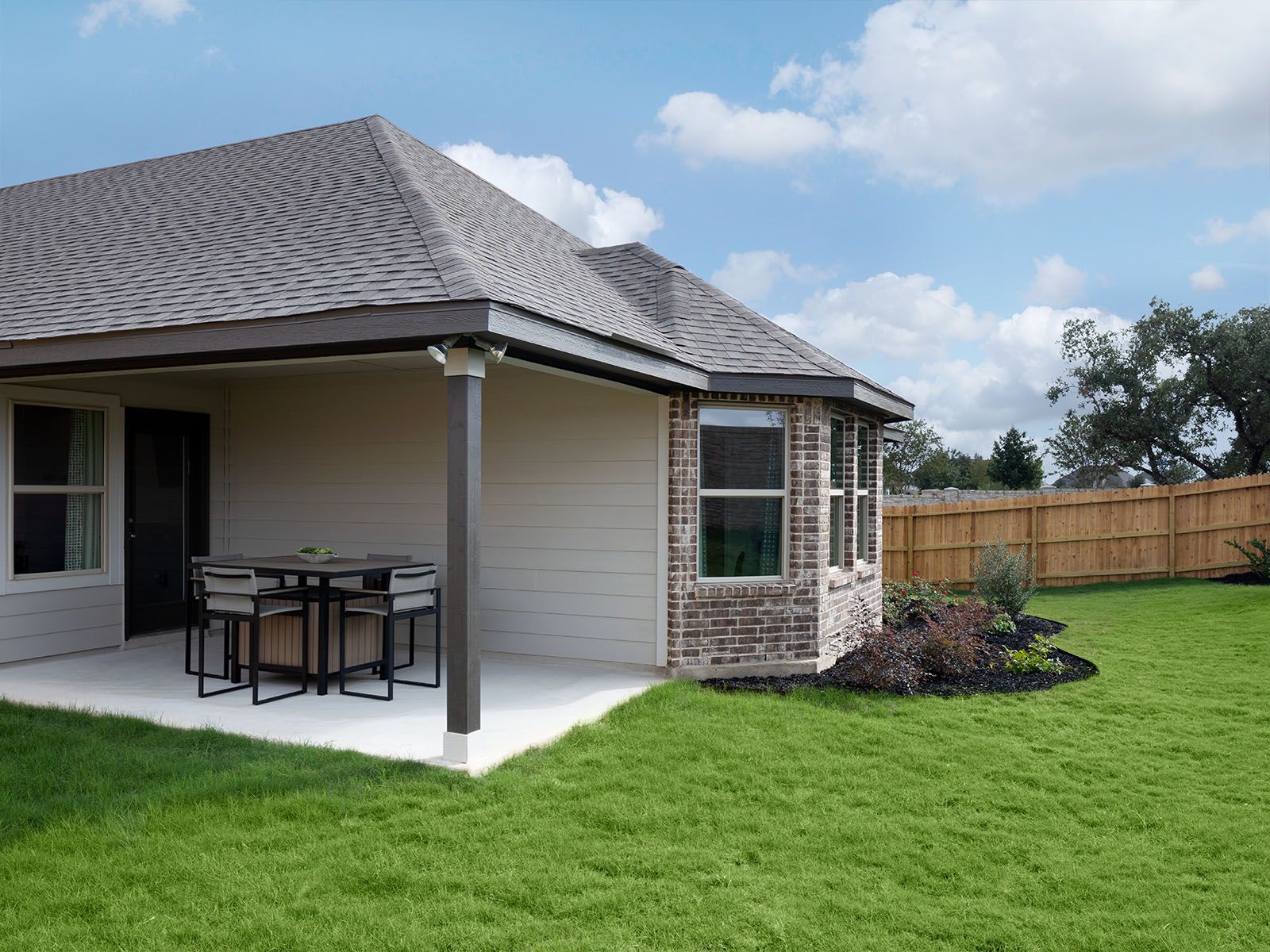Enjoy a covered patio with an ice cold sweet tea on a warm night.