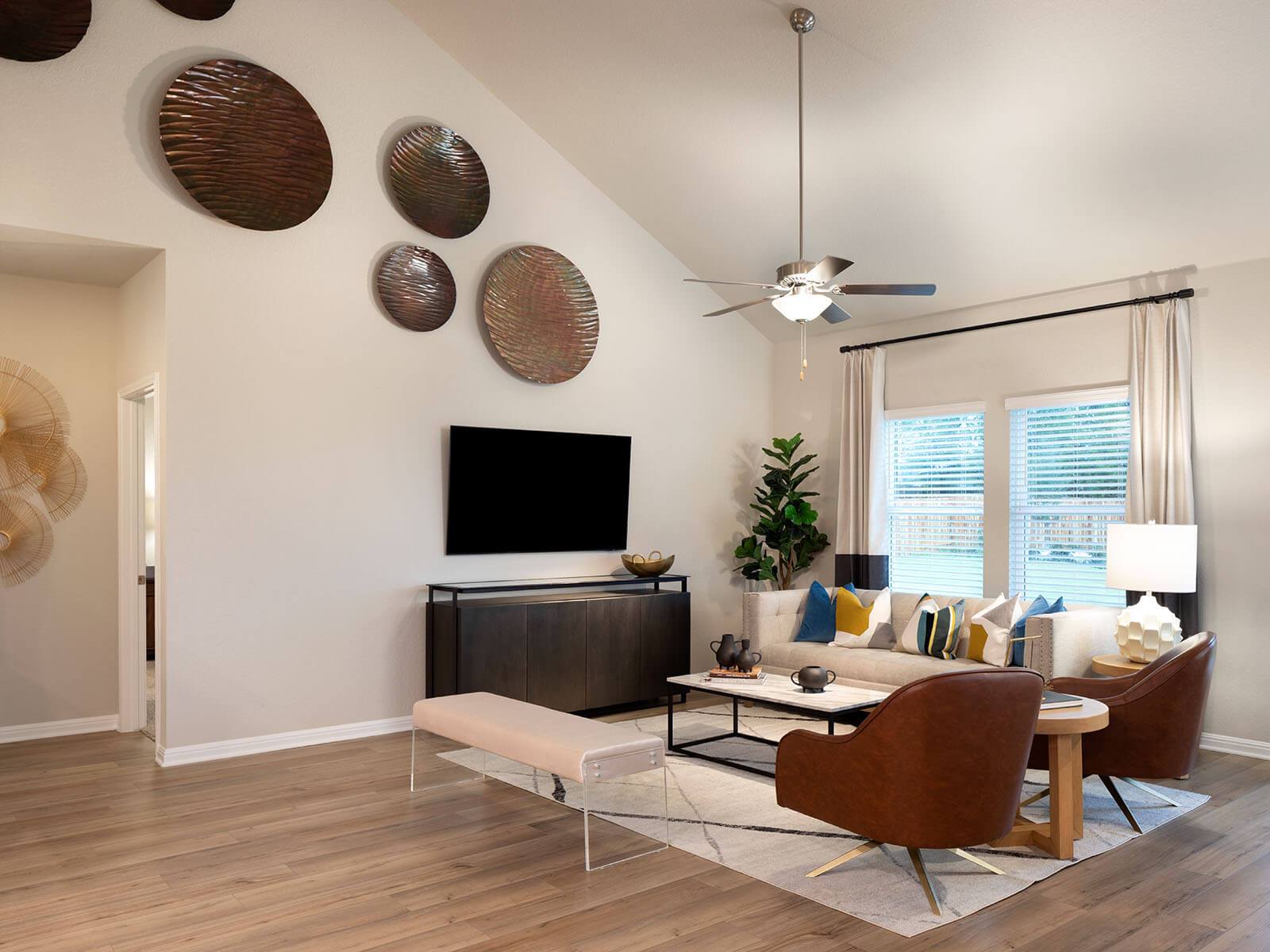 Spend some time with family and friends in the living room.