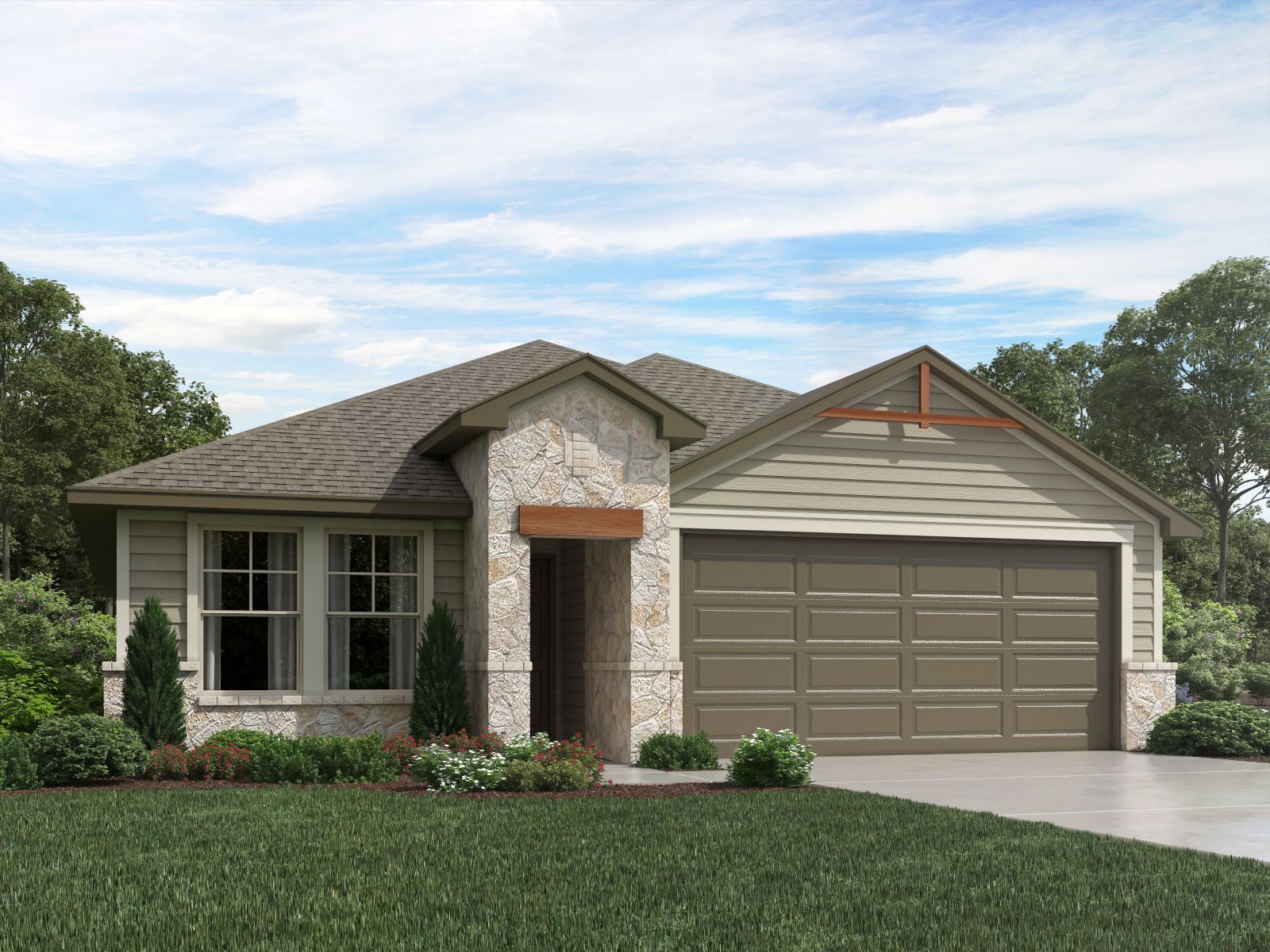 The Hughes (841) Floorplan M Elevation Rendering