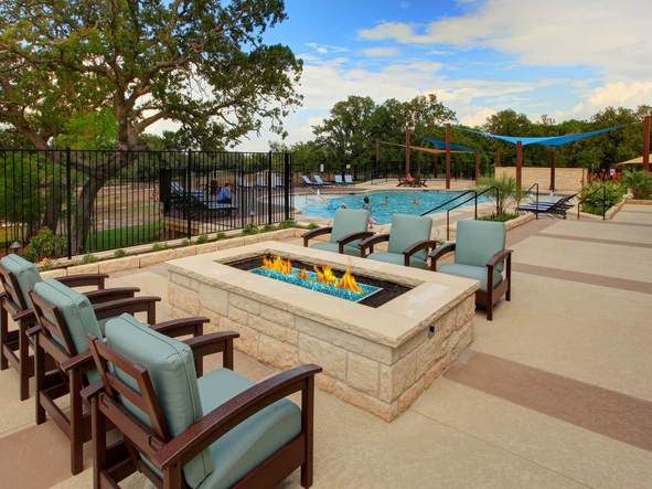 Roast marshmallows with friends at the perfectly adorned amenity center.