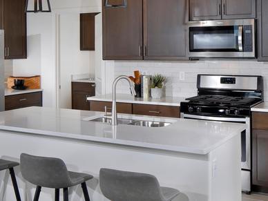 This kitchen island is a great place to gather with friends.