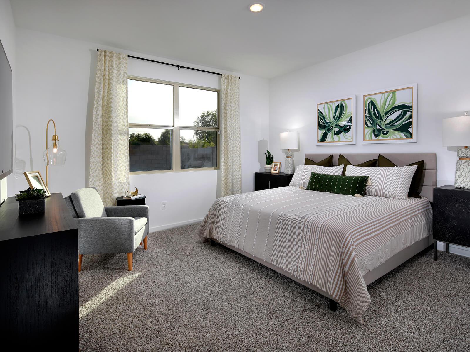 Leslie primary bedroom modeled at Copper Ridge