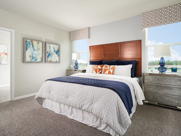 Primary suite of the Daphne plan modeled at Villamar.