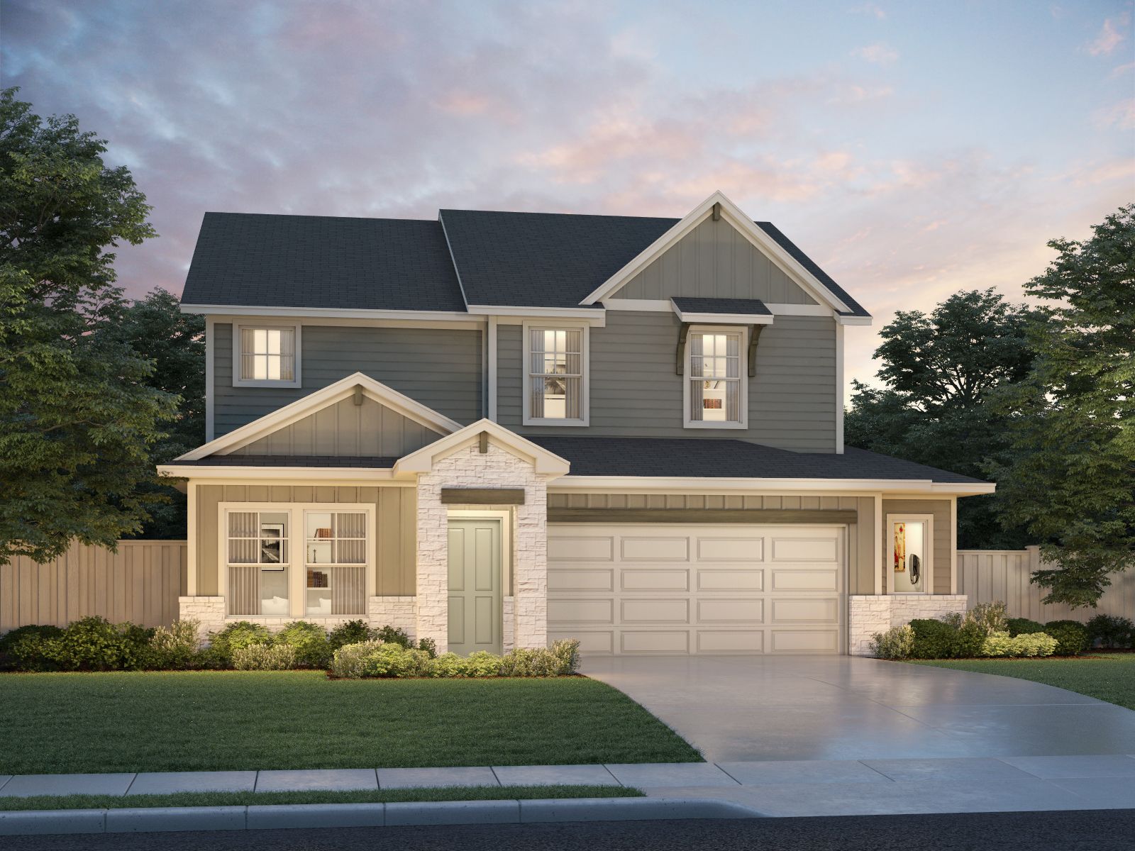 The Reynolds (890) Floorplan M Elevation Rendering