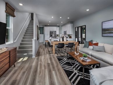 Great room in the 1636 floorplan at a Meritage Homes community in Pomona, CA.
