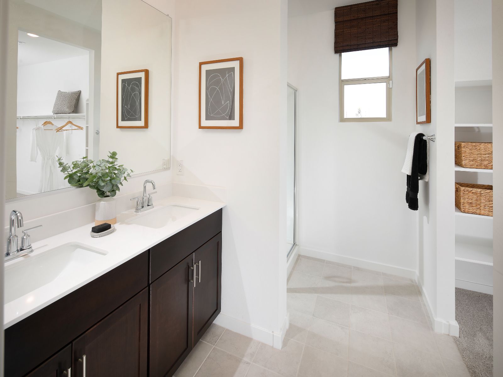 Primary Bathroom in the Cedar Floorplan modeled at Hurley Ranch