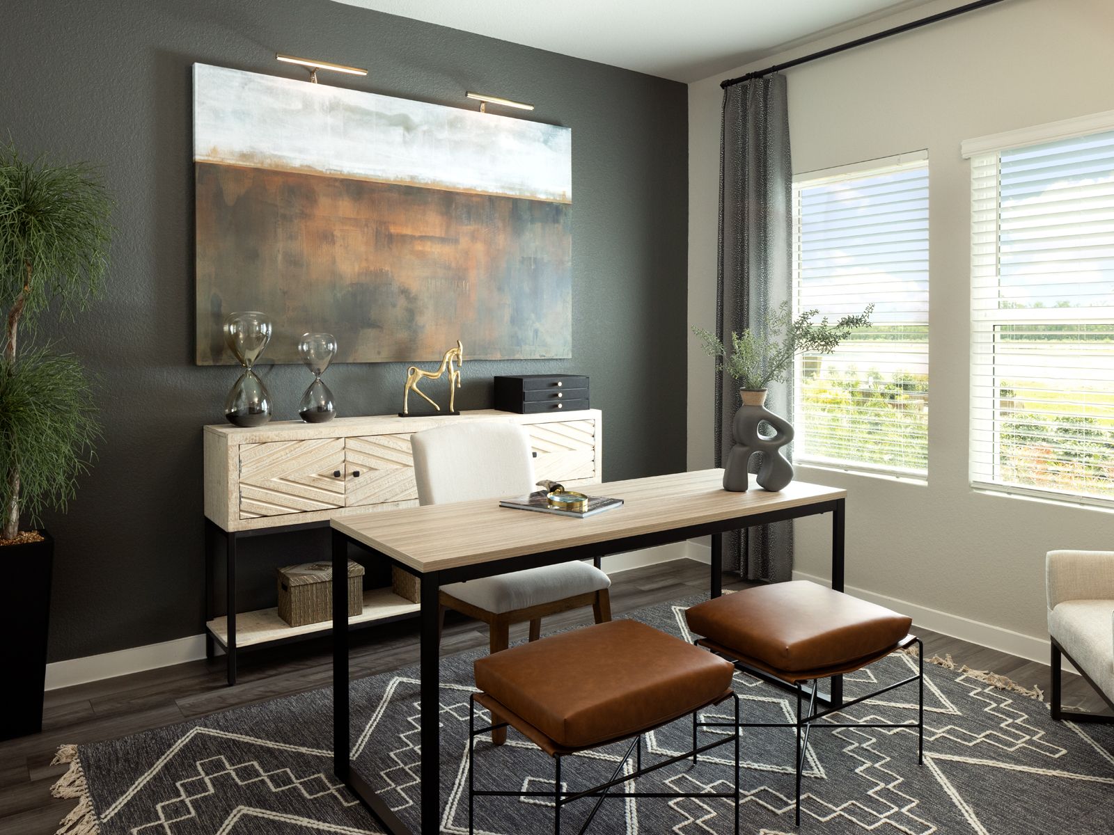 The flex space can be converted into a convenient study.