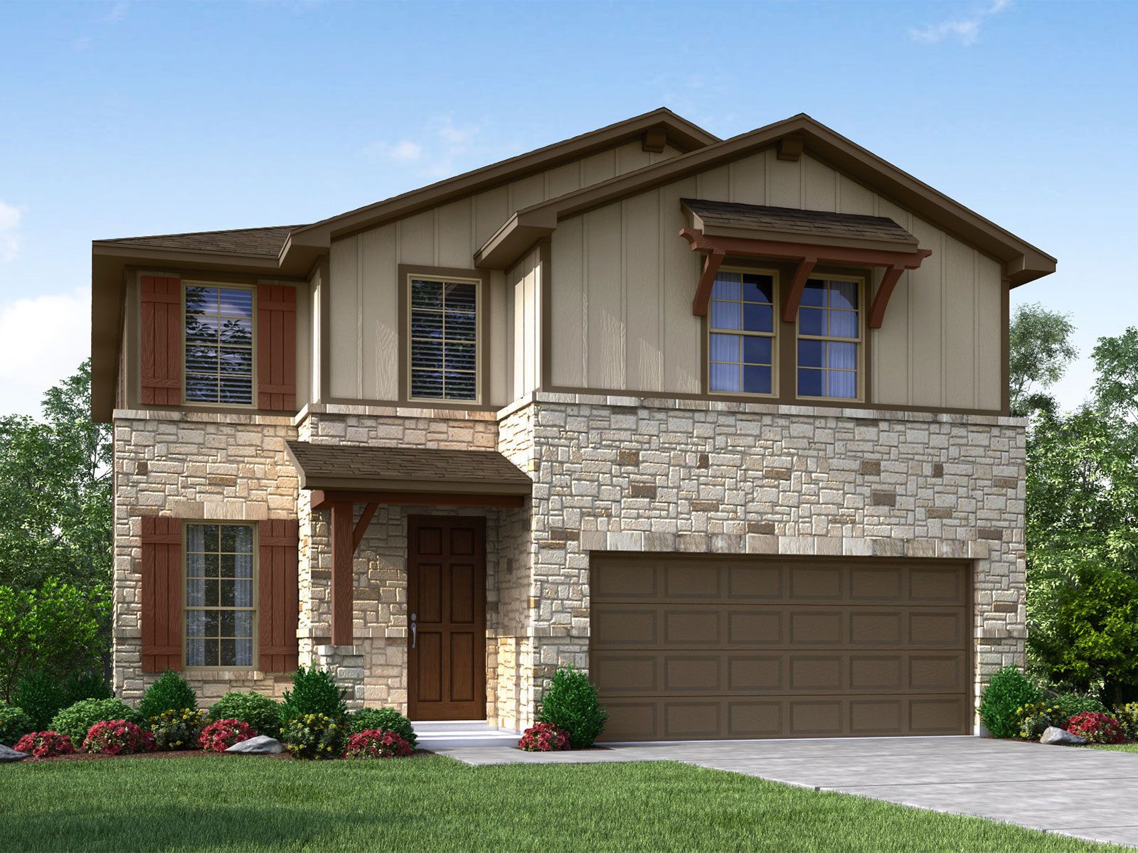 Front exterior render, elevation T.