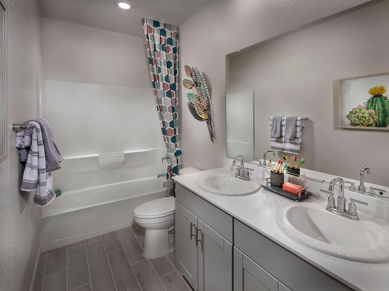Residence 2 secondary bathroom modeled at a nearby Meritage community.
