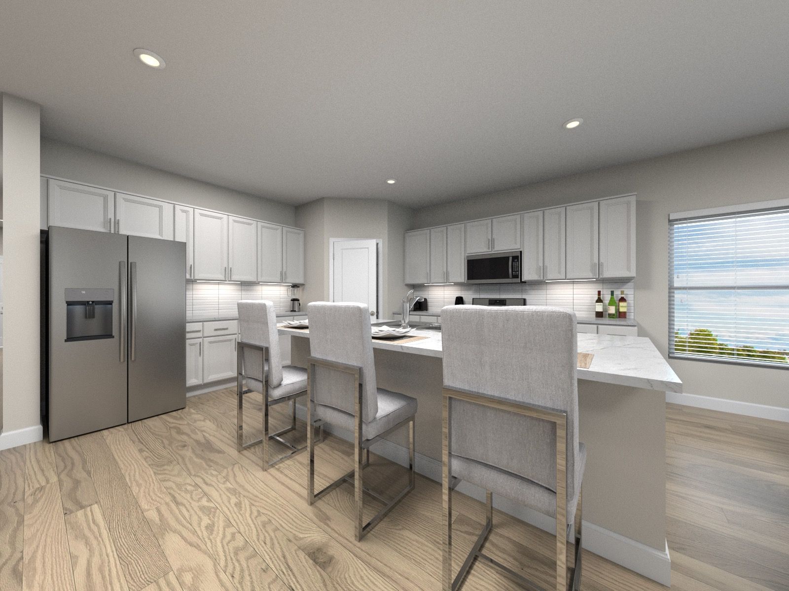 Virtual rendering of kitchen in the Cholla floorplan