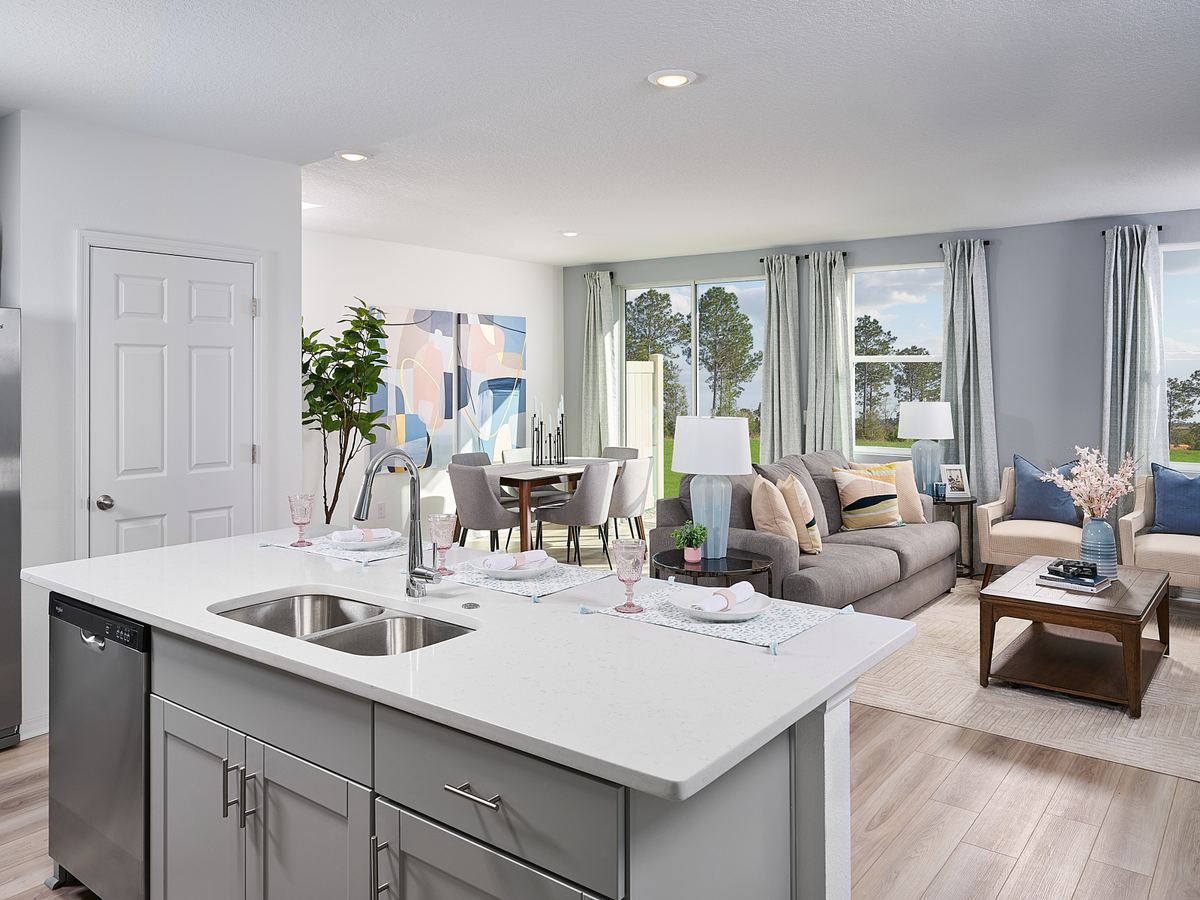 Great room in the Oakville floorplan at The Meadow at Crossprairie