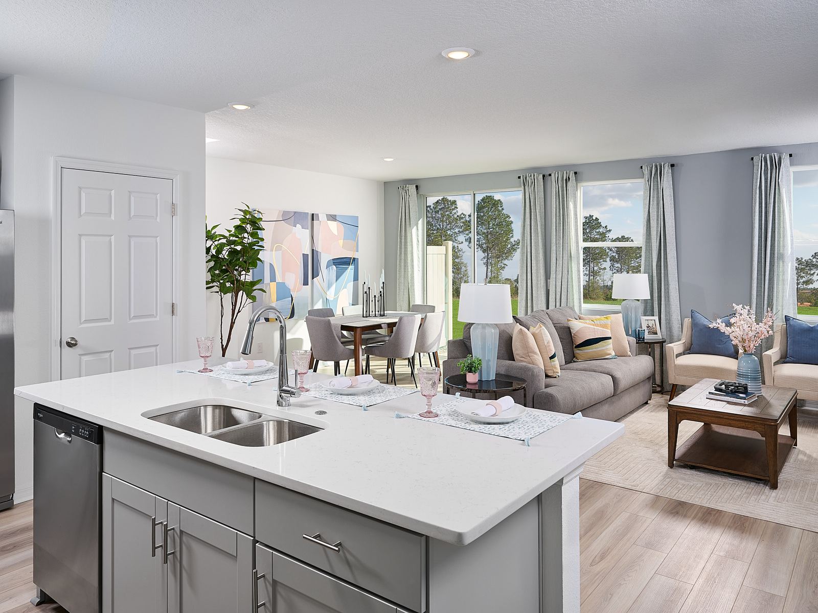 Great room in the Oakville floorplan at The Meadow at Crossprairie