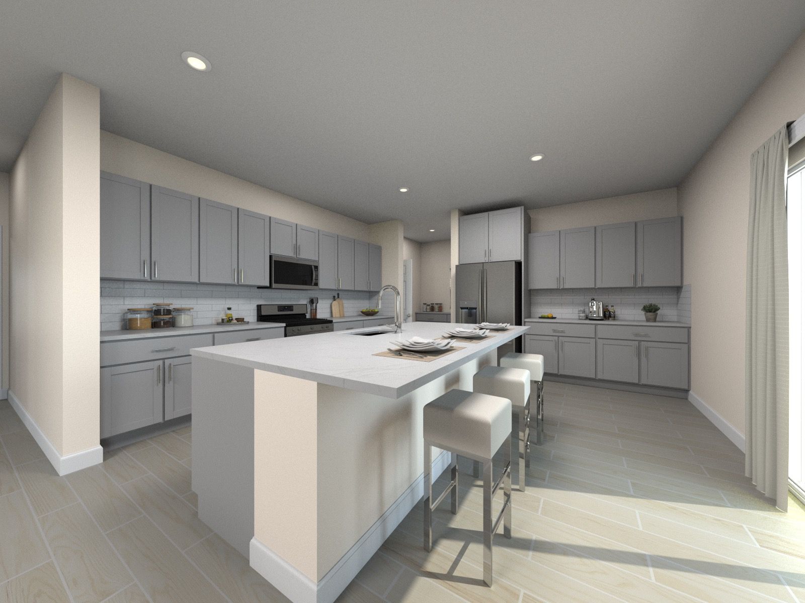 Residence 4 kitchen staged at a nearby Meritage community.