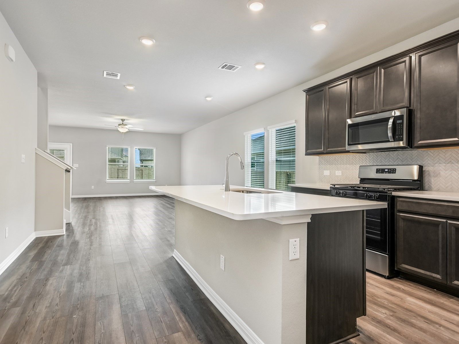 Kitchen, Living, and Dining Areas
