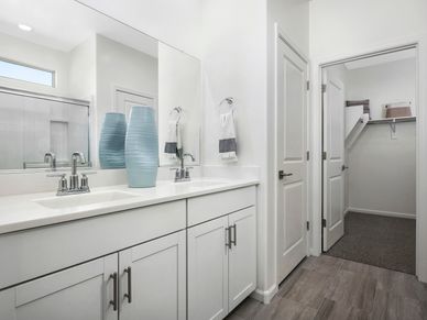 The primary bathroom in the Grayson floorplan at Hanson Ridge.