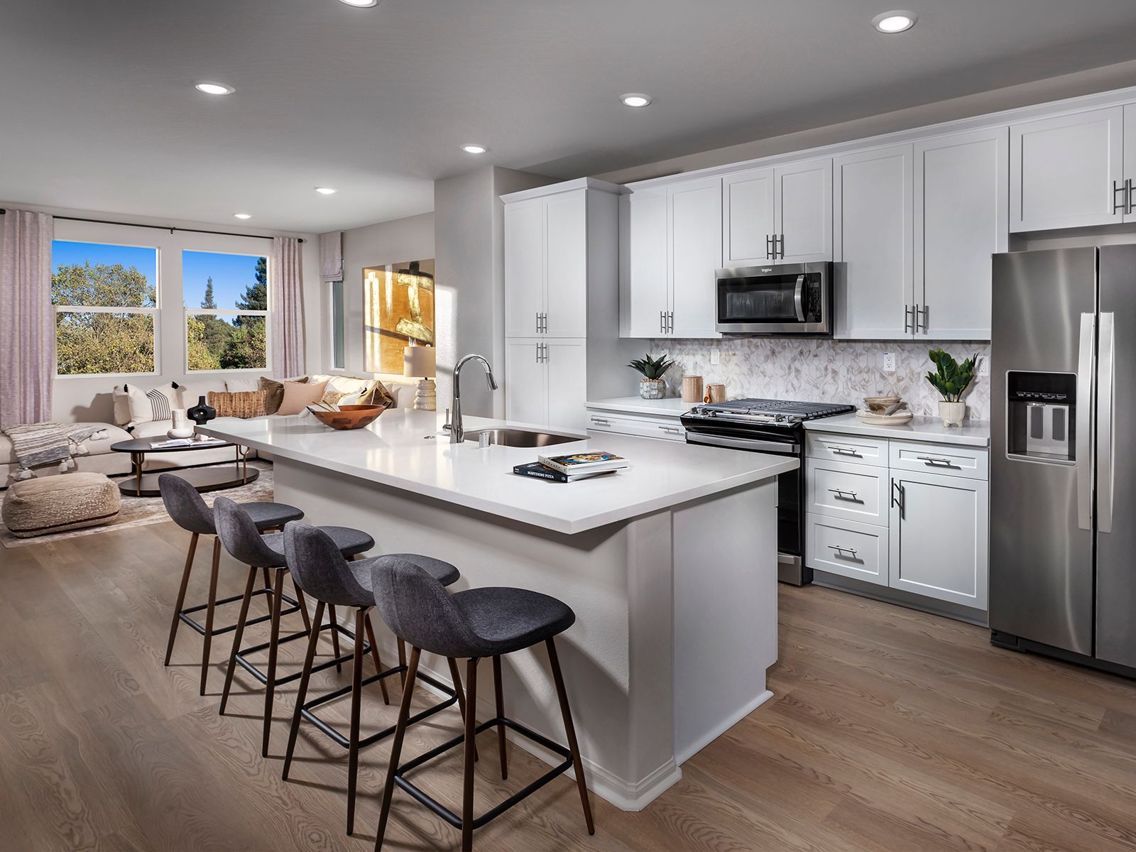 Kitchen in the 1637 floorplan at a Meritage Homes community in Pomona, CA.
