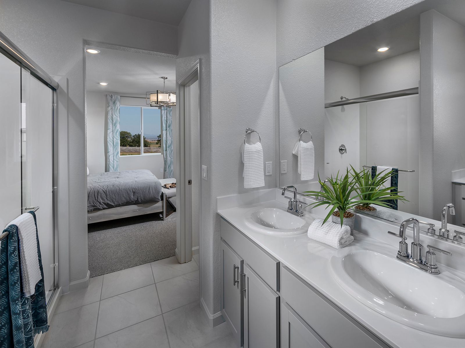 Residence 2 primary bathroom modeled at a nearby Meritage community.