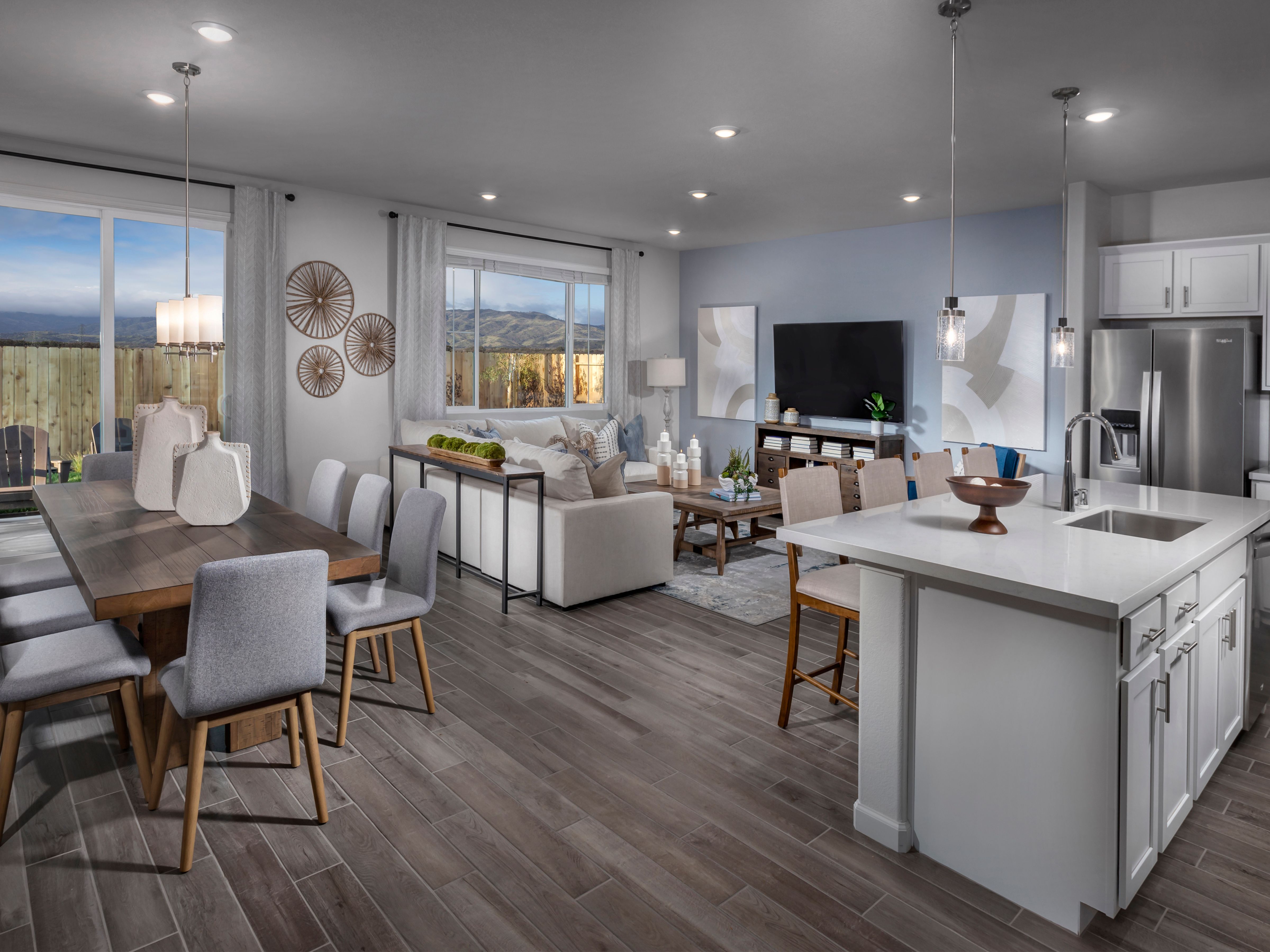 Overlook the living space while making meals or watching TV.