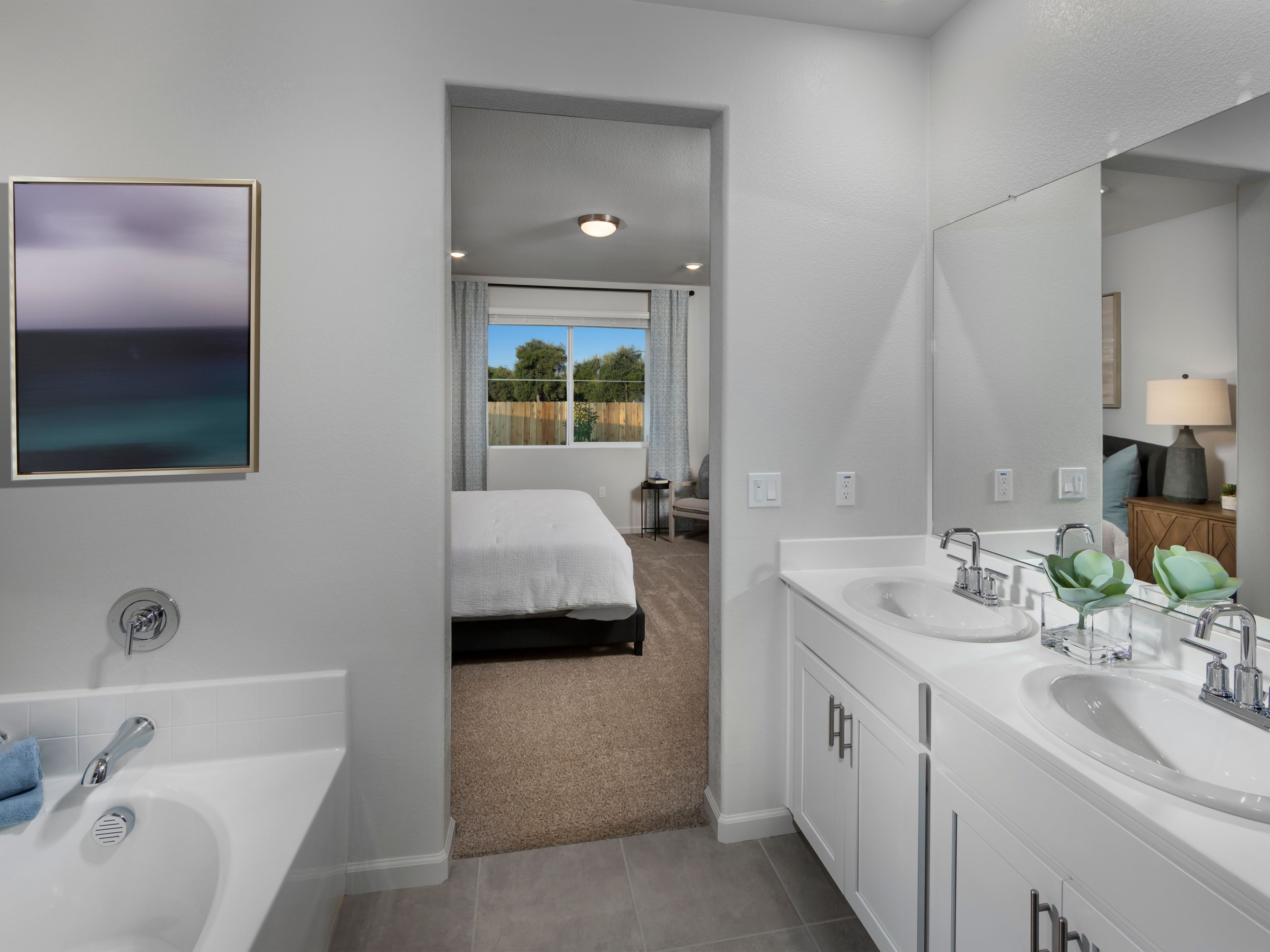 Primary bathroom at a Meritage Homes community in Winters, CA.