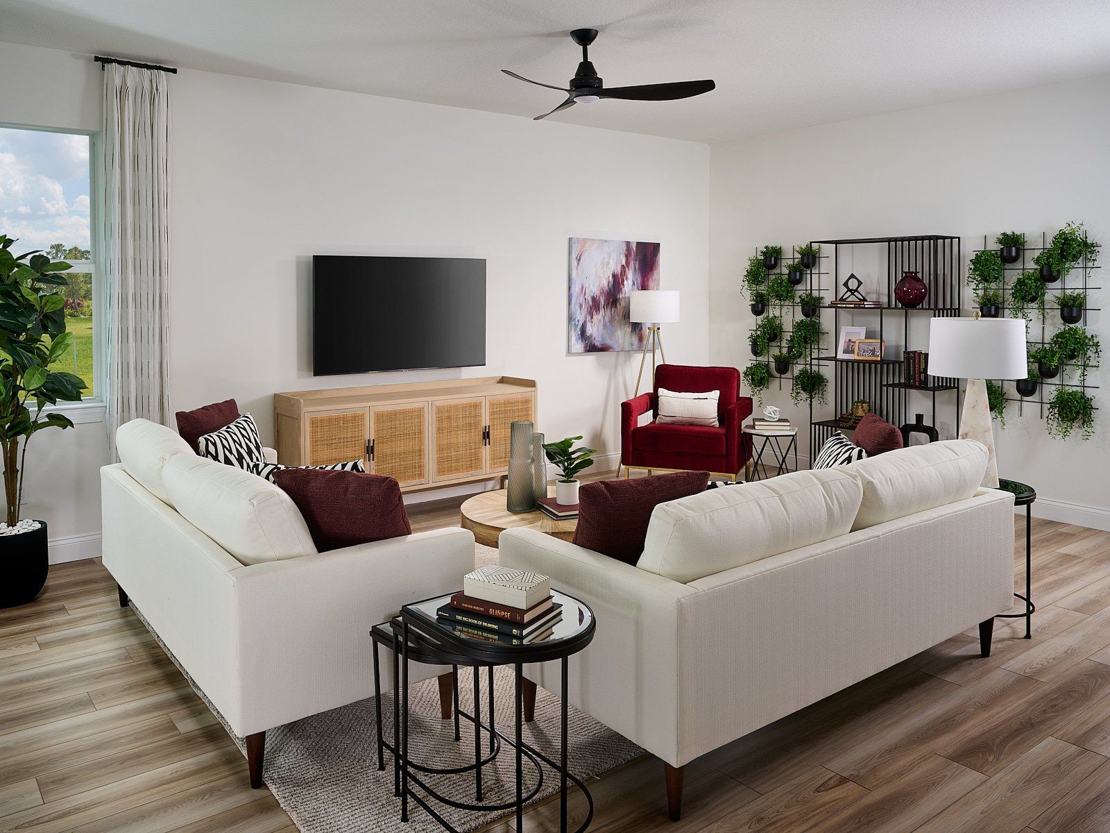 Family room in the Emilia floorplan modeled at Azalea