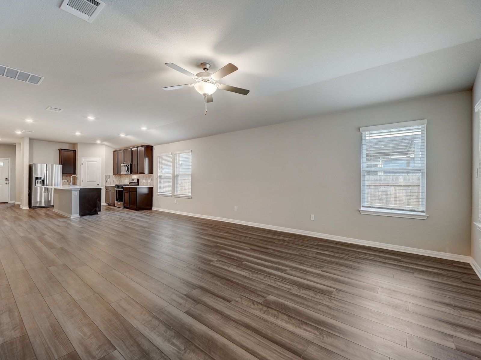 Kitchen, Living, and Dining Areas