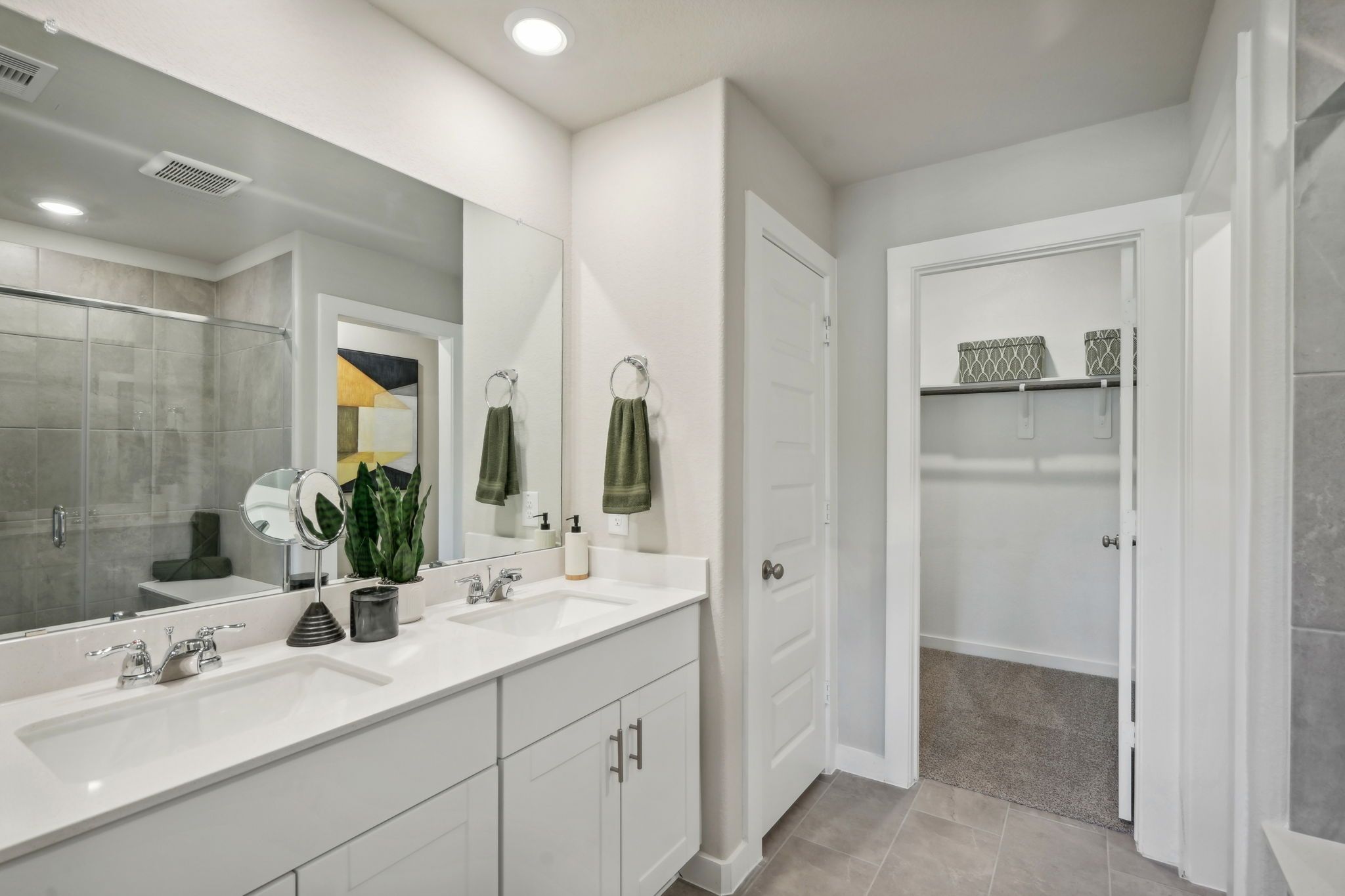 Primary bathroom of 16210 Aspen Crest Drive at Mavera, a Meritage Homes community in Conroe, Texas.