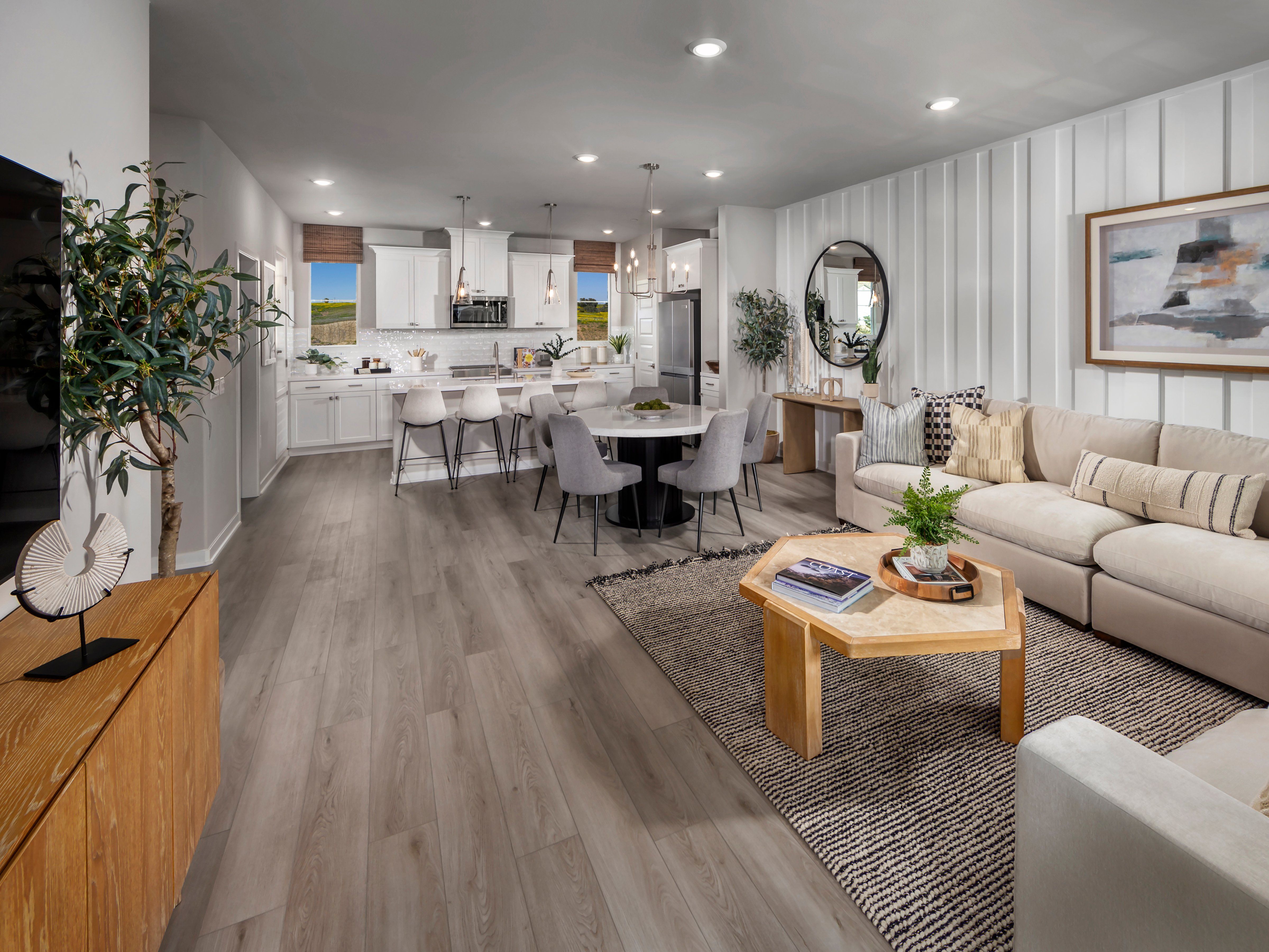 Great room in the 2135 floorplan at a Meritage Homes community in San Pedro, CA.