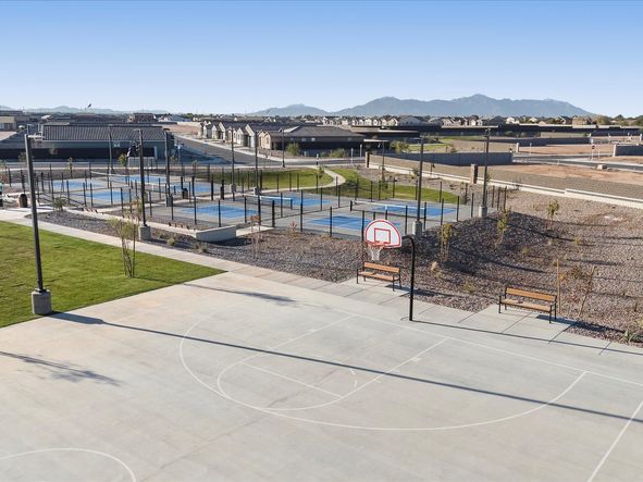 Drone View of Basketball and Pickleball Courts at Rancho Mirage