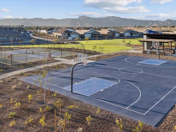 Drone View of Basketball and Pickleball Courts at Abel Ranch