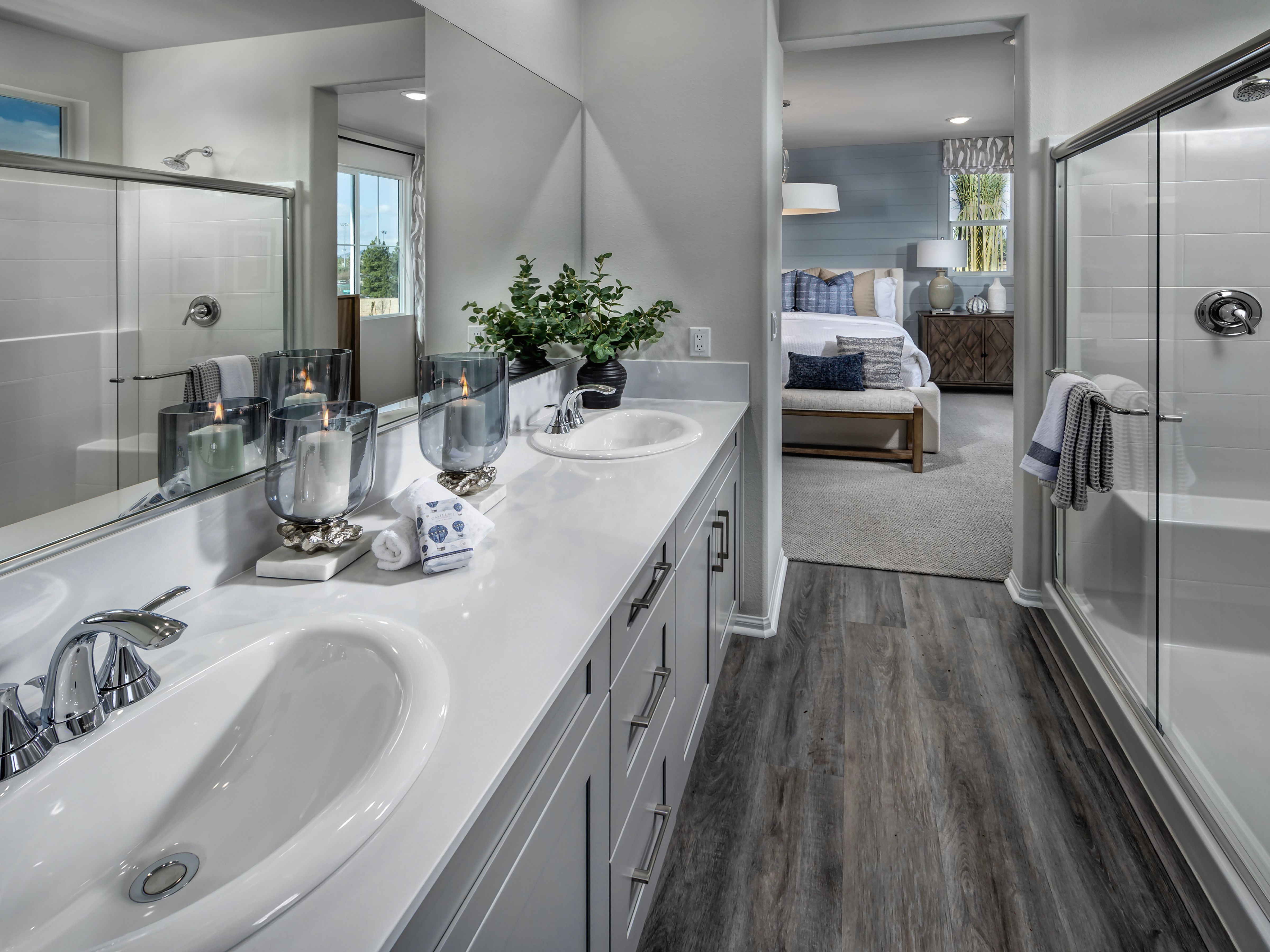 Primary bathroom in the 3017 floorplan at a Meritage Homes community in Temecula, CA.