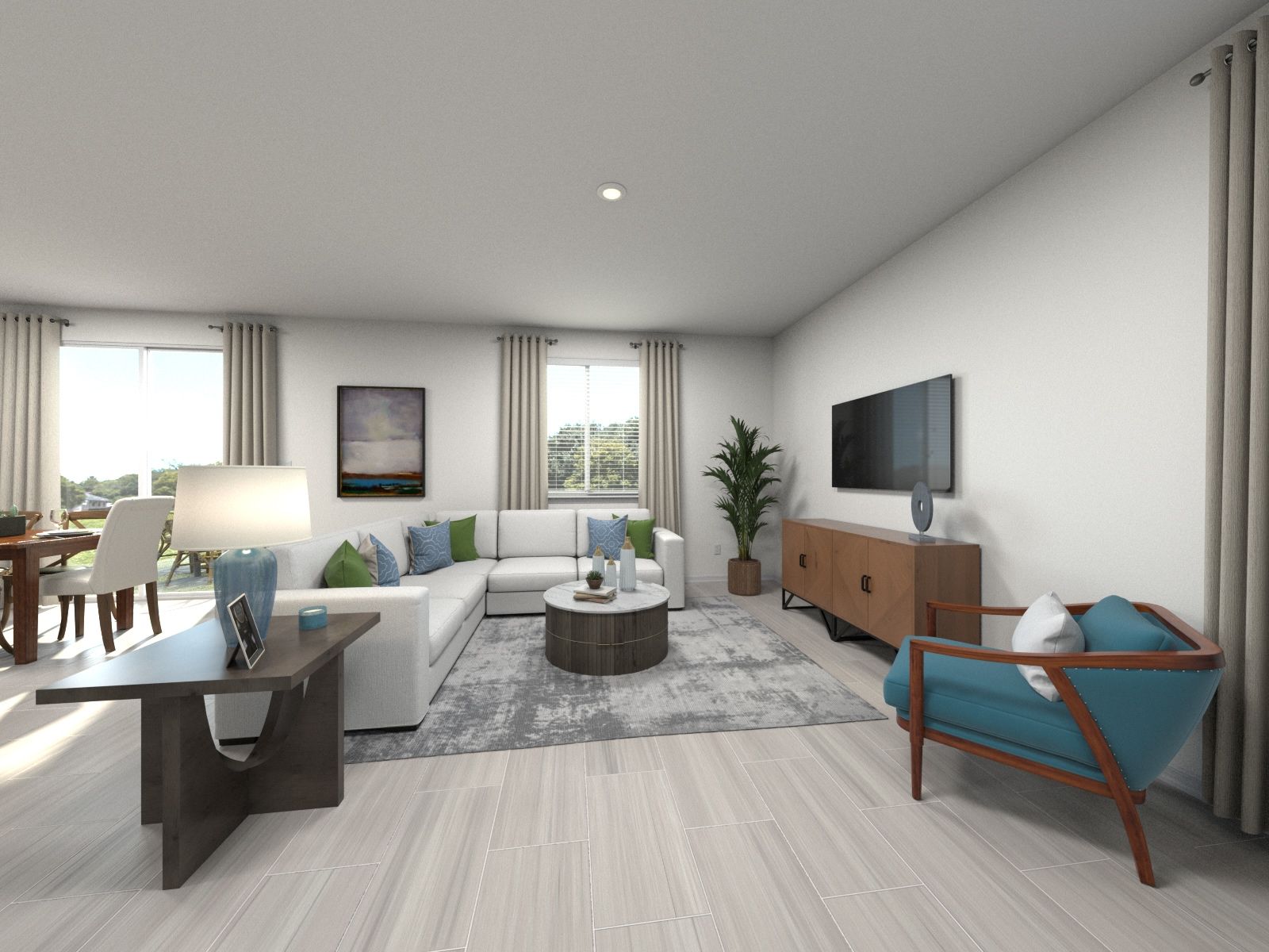 Living room in the Cyrus floorplan