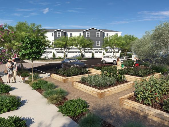 The community garden fosters opportunities to build connections with neighbors.