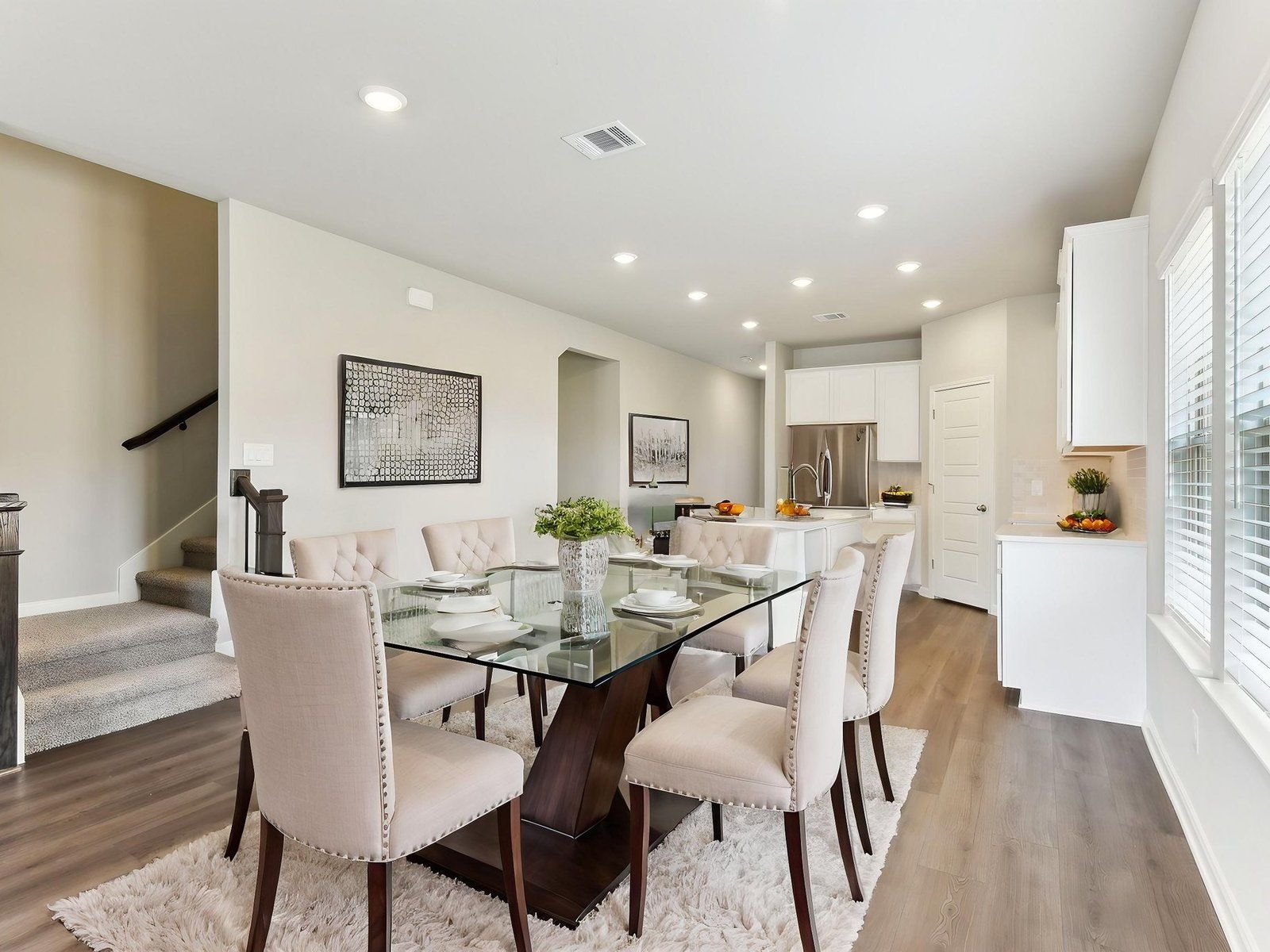 Virtually staged dining room in the Matador floorplan at a Meritage community in San Antonio, TX.