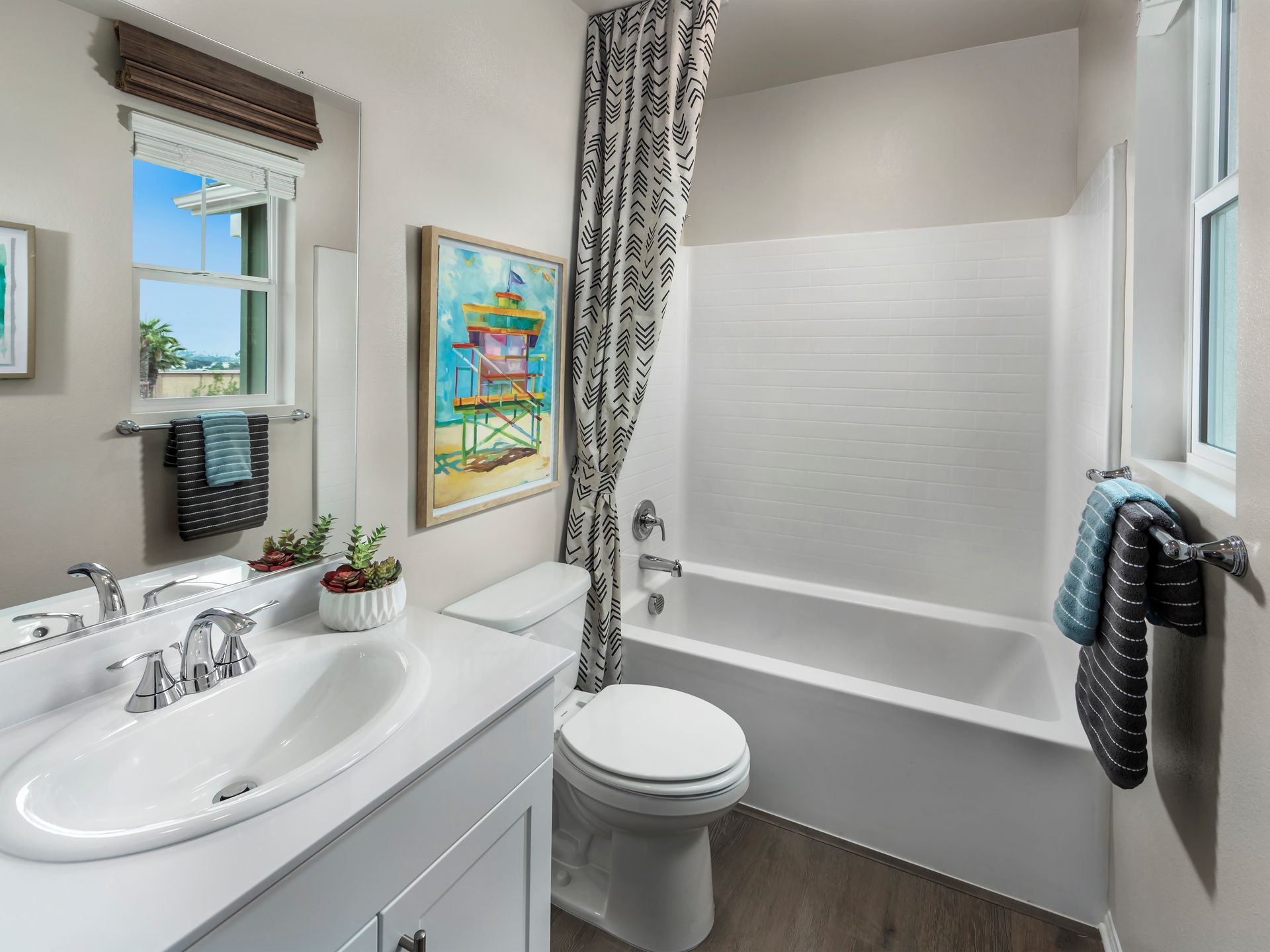 Bathroom in the Residence 3 floorplan at Cielo in San Marcos, CA.
