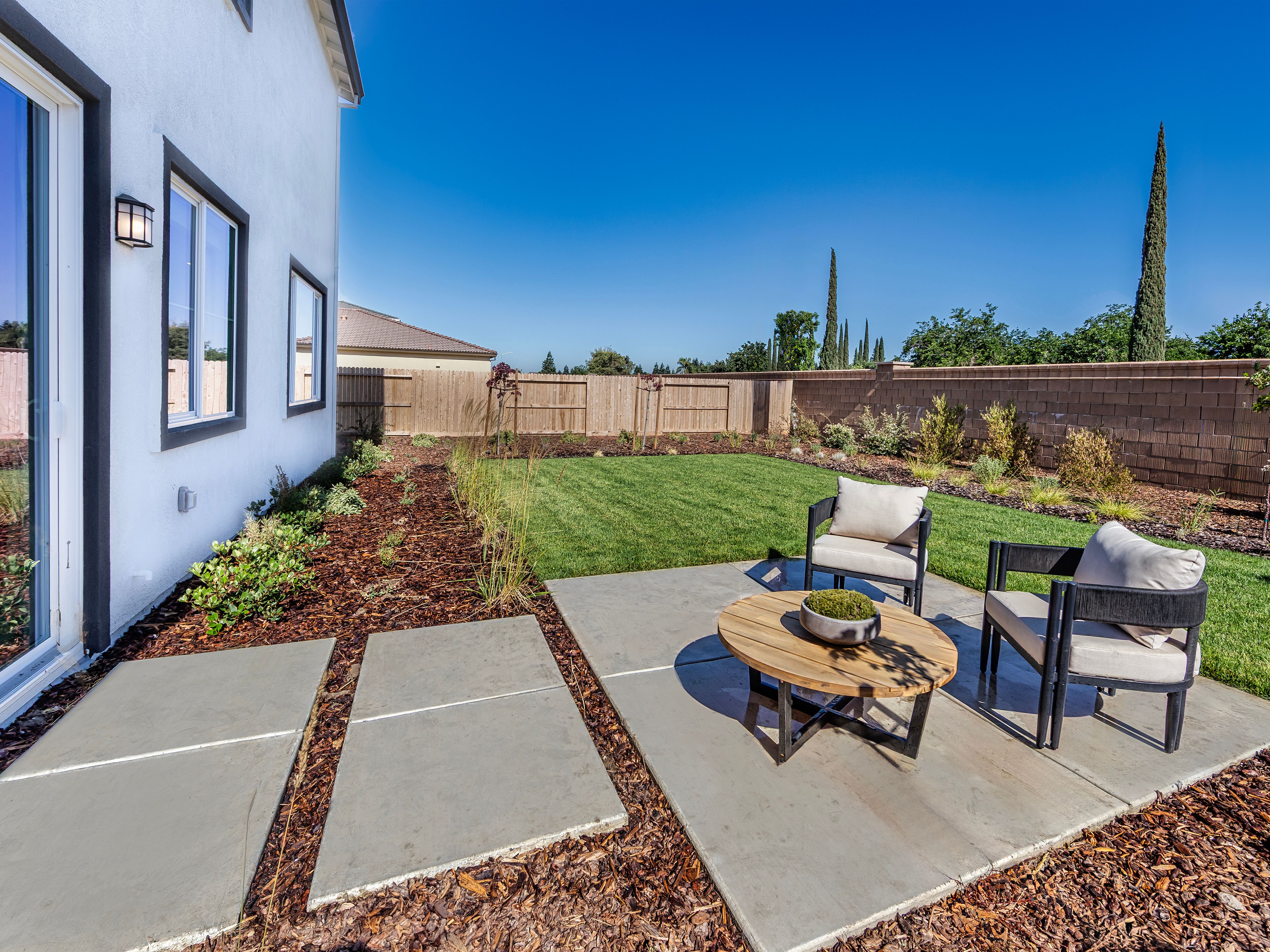 Modeled backyard at Machado Ranch by Meritage Homes.