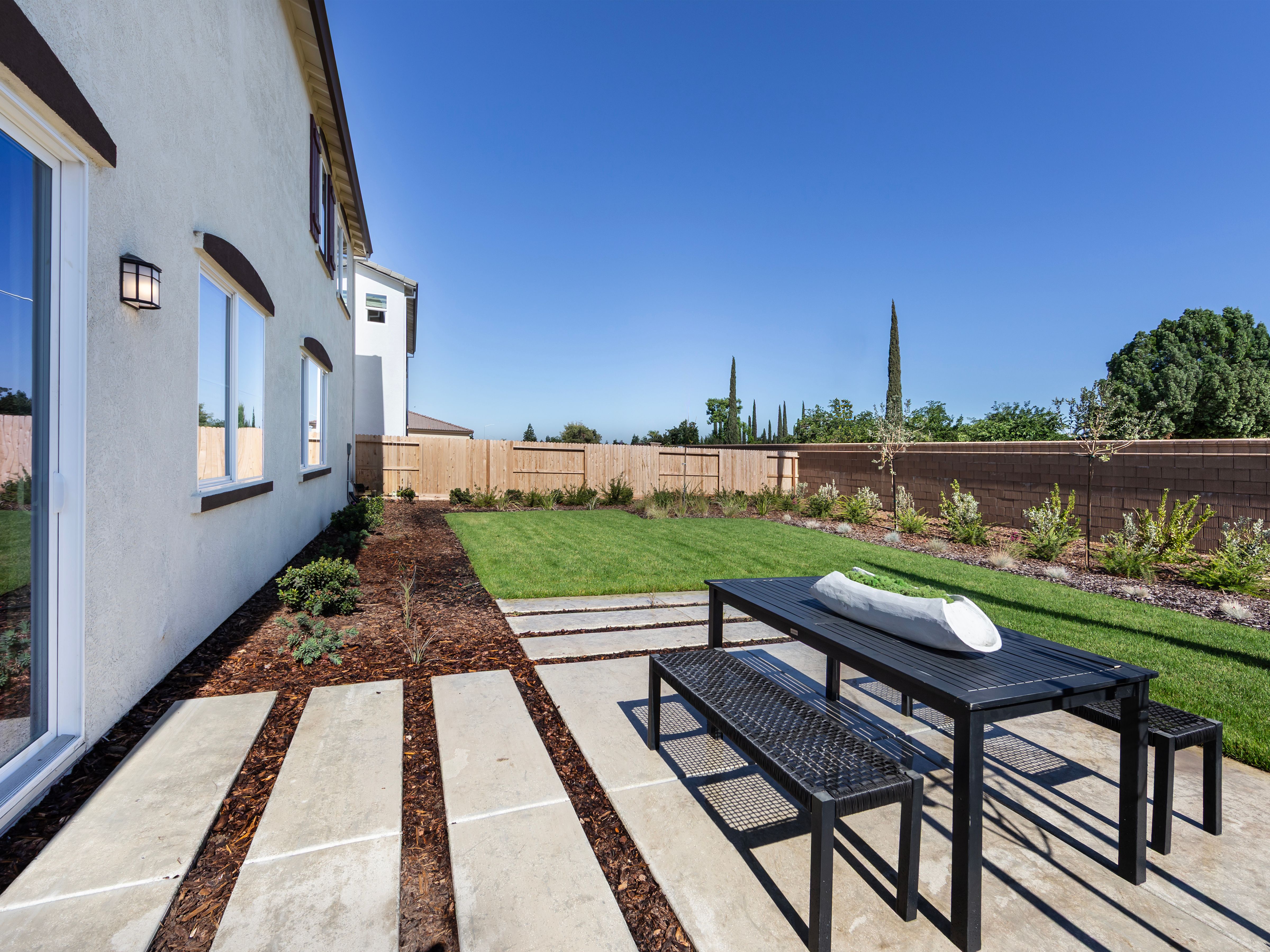 Modeled backyard at Machado Ranch by Meritage Homes.