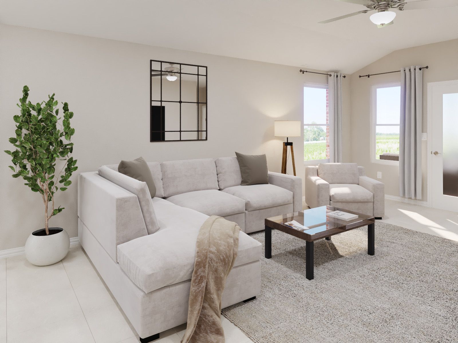 Kick your feet up after a long day in your cozy living space.