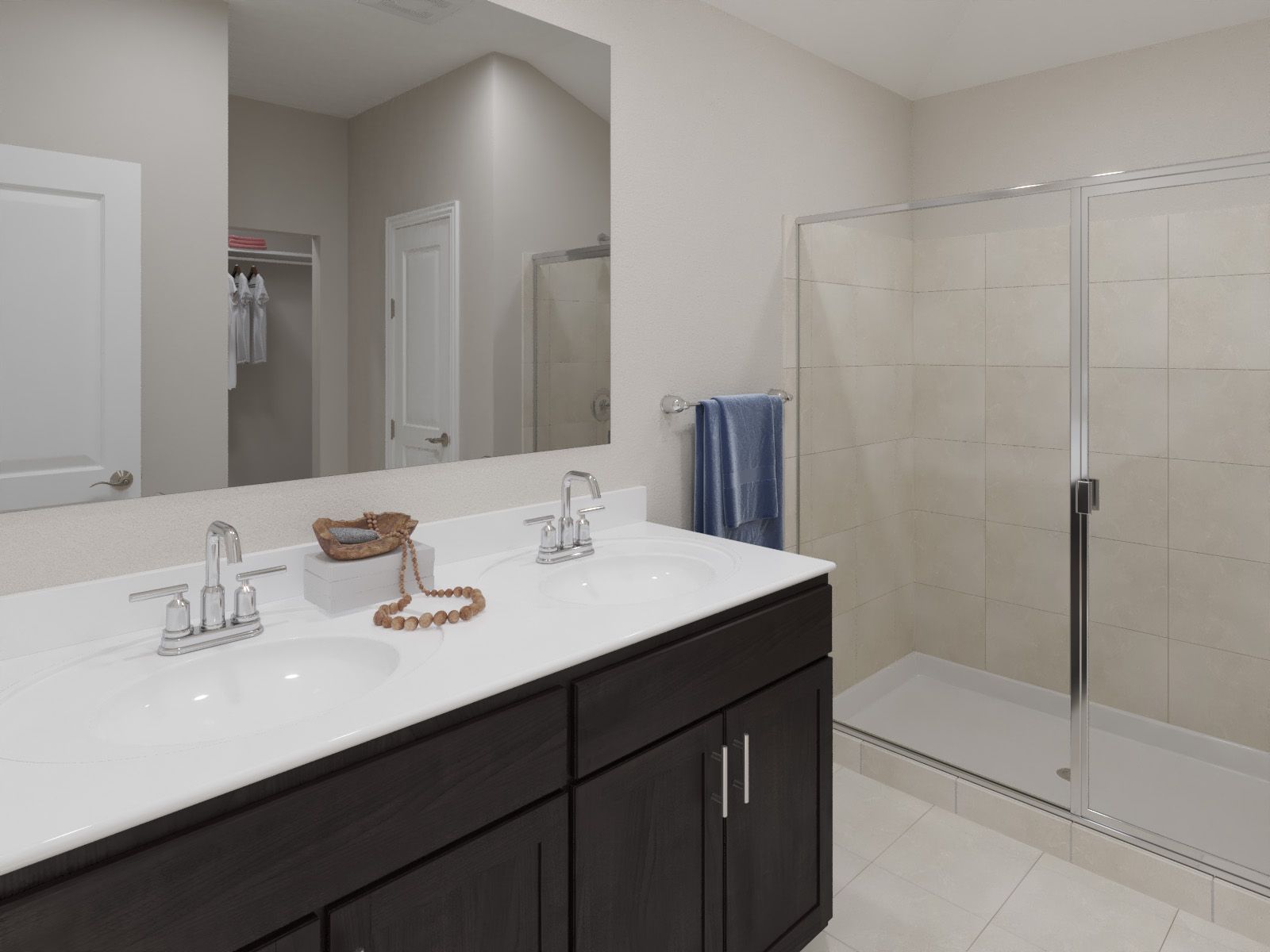 Dual vanities perfect for getting ready.