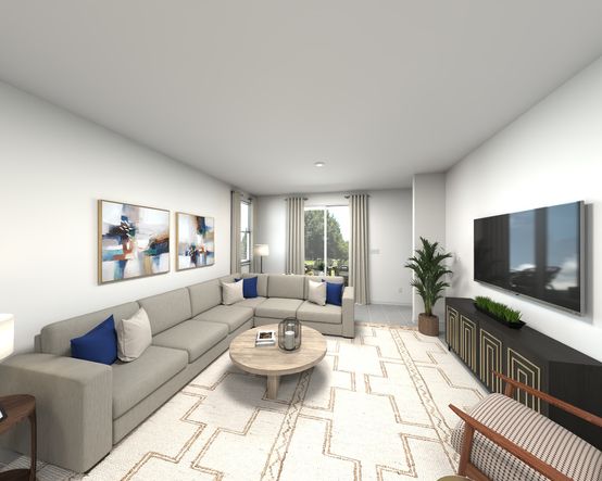 Living room in the Everett floorplan