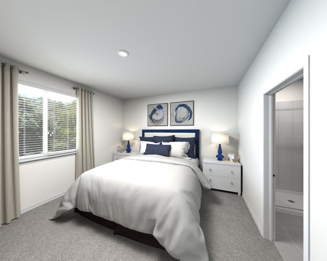 Primary bedroom in the Everett floorplan