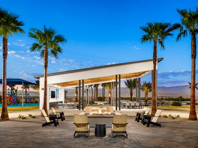 The picturesque fire pit invites relaxed evenings under the desert stars.