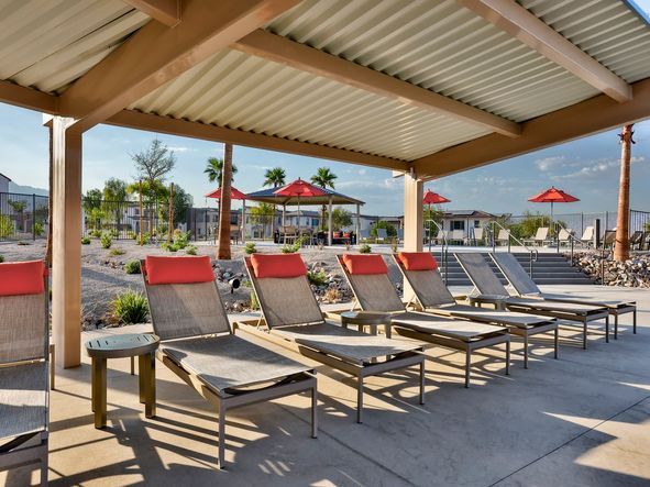 Soak in the sun from stylish poolside loungers.