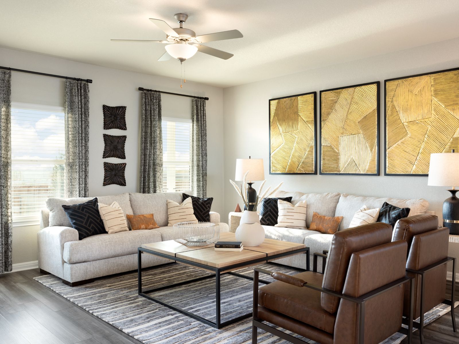 Bring together family and friends in the living and dining areas.