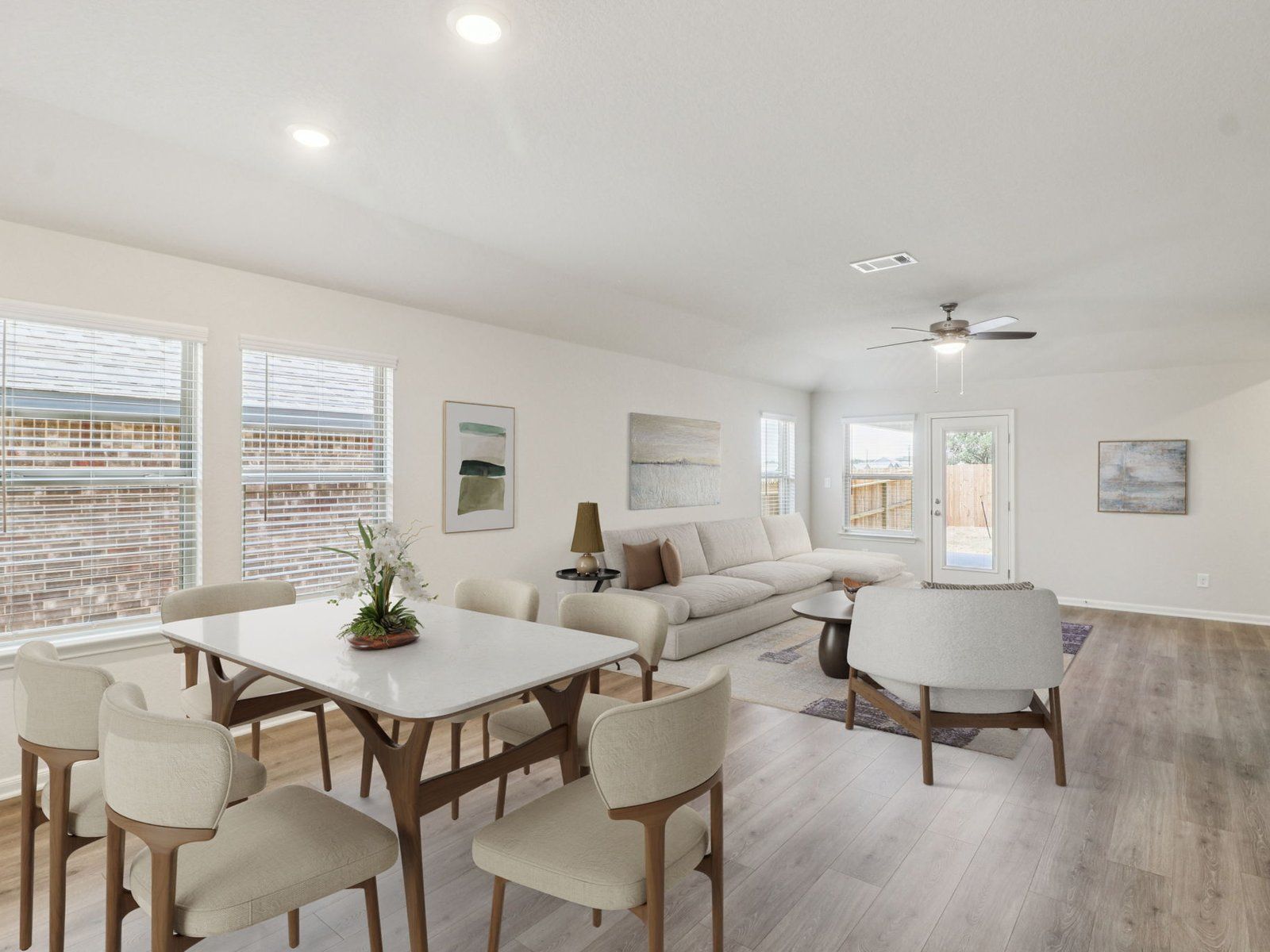 Virtually Staged Dining and Living Room