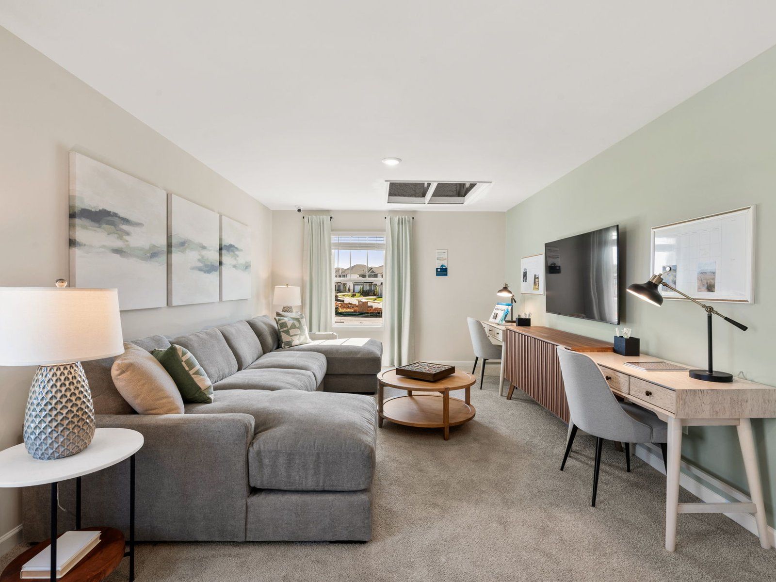 The upstairs loft makes for the perfect lounge area or movie room.