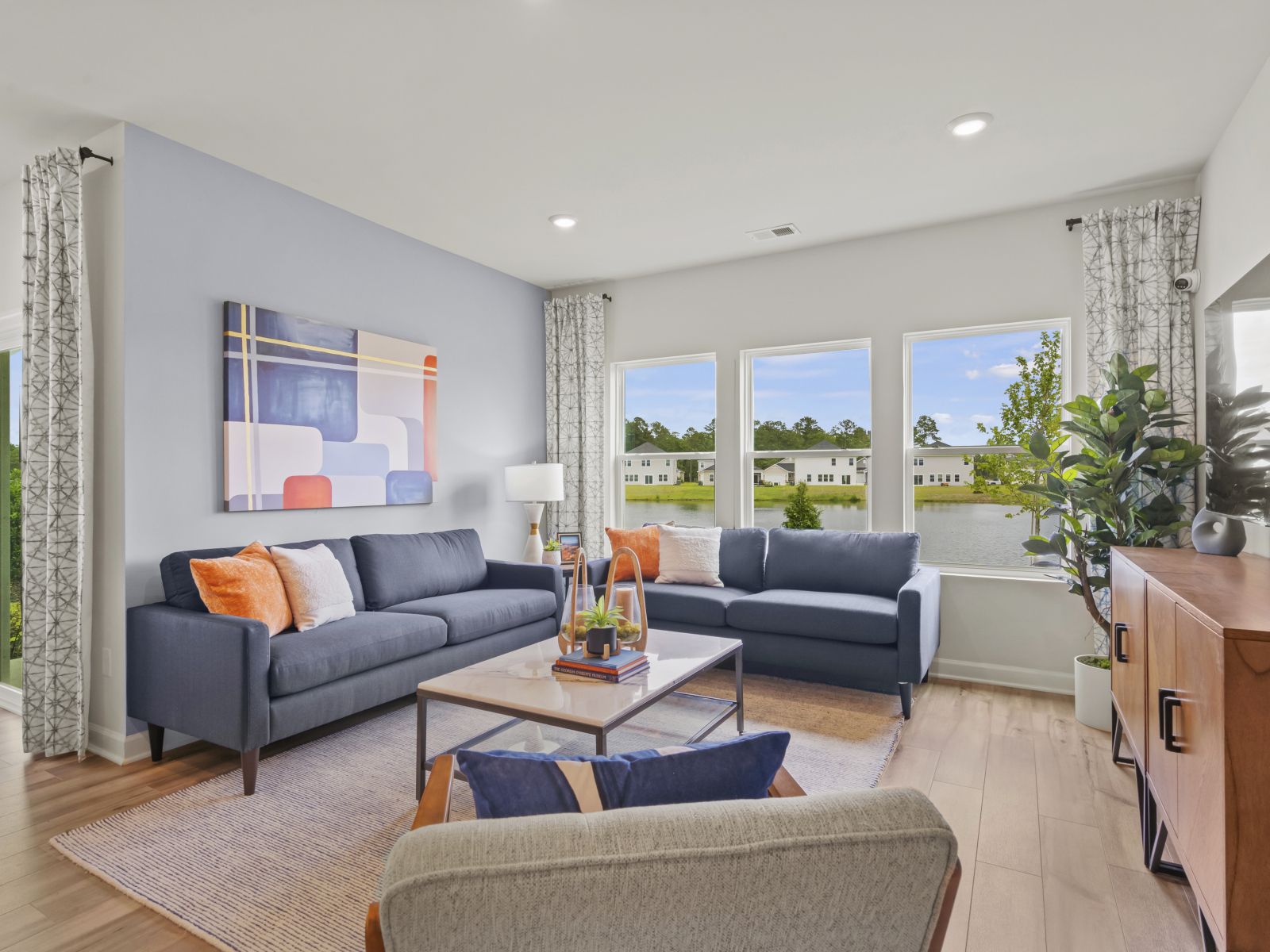 Enjoy family nights in the spacious great room. Photography from Clear Pond in Myrtle Beach, SC