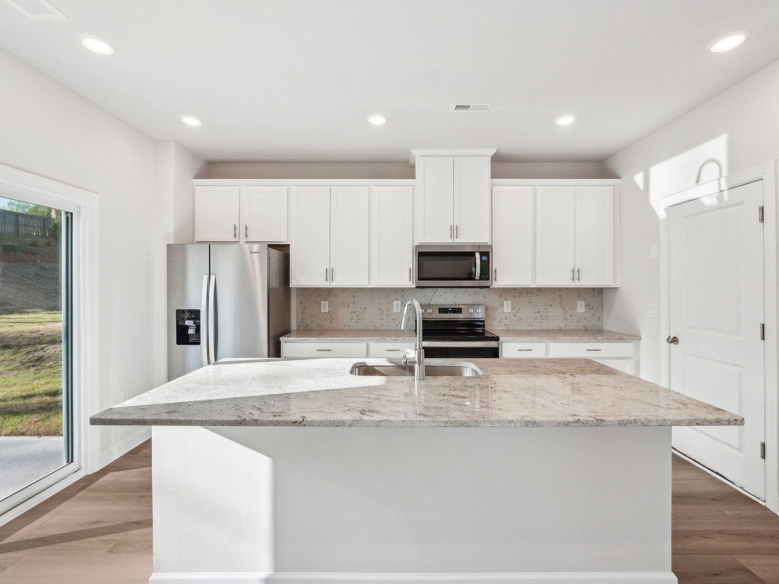 The oversized kitchen counter makes meal-prep much easier.